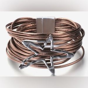 Leather Bracelet with Metal Star